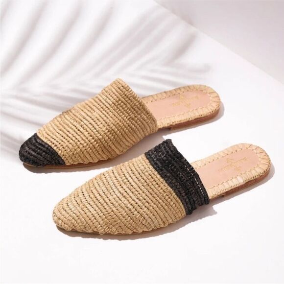 New Bulibasha Zegiga Babouche Mule rattan raffia 38 8 - Picture 1 of 6